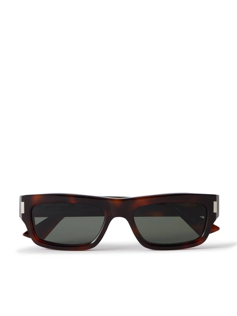 SAINT LAURENT - Rectangular-Frame Tortoiseshell Acetate Sunglasses - Men - Black von SAINT LAURENT