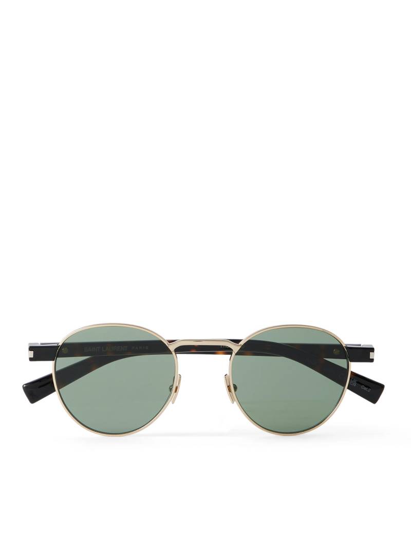 SAINT LAURENT - Round-Frame Gold-Tone and Tortoiseshell Acetate Sunglasses - Men - Gold von SAINT LAURENT