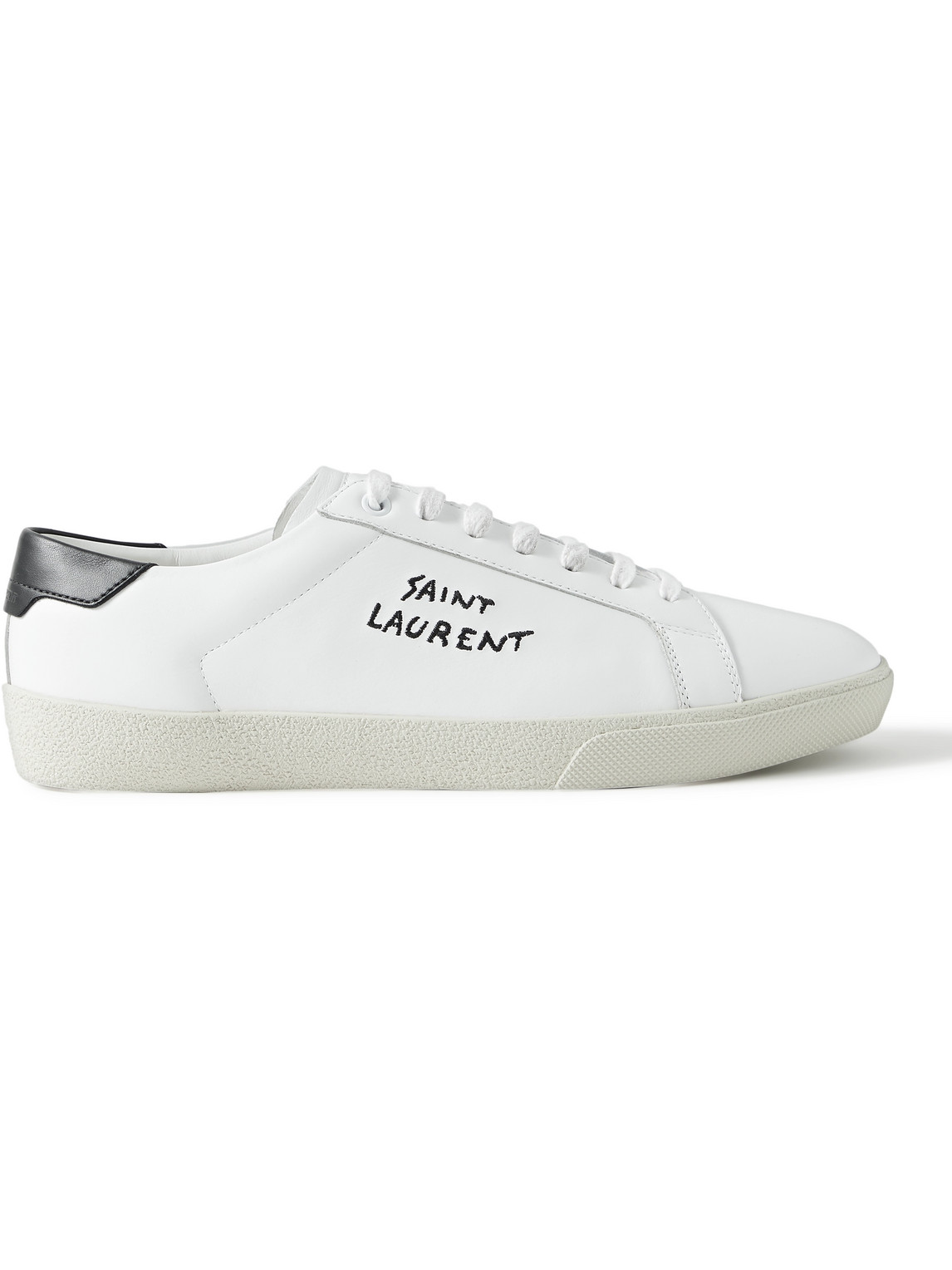 SAINT LAURENT - SL/06 Court Classic Logo-Embroidered Leather Sneakers - Men - White - EU 43 von SAINT LAURENT