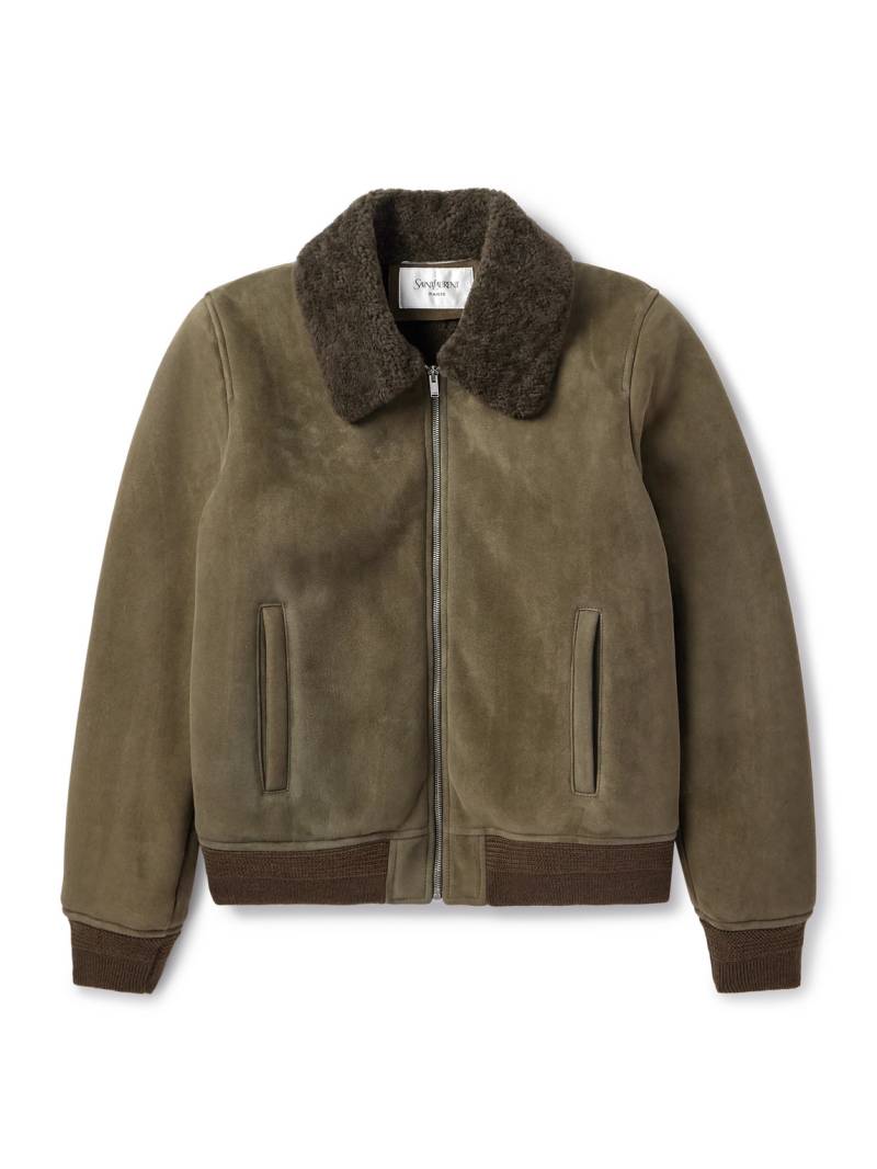 SAINT LAURENT - Shearling Blouson Jacket - Men - Green - IT 48 von SAINT LAURENT