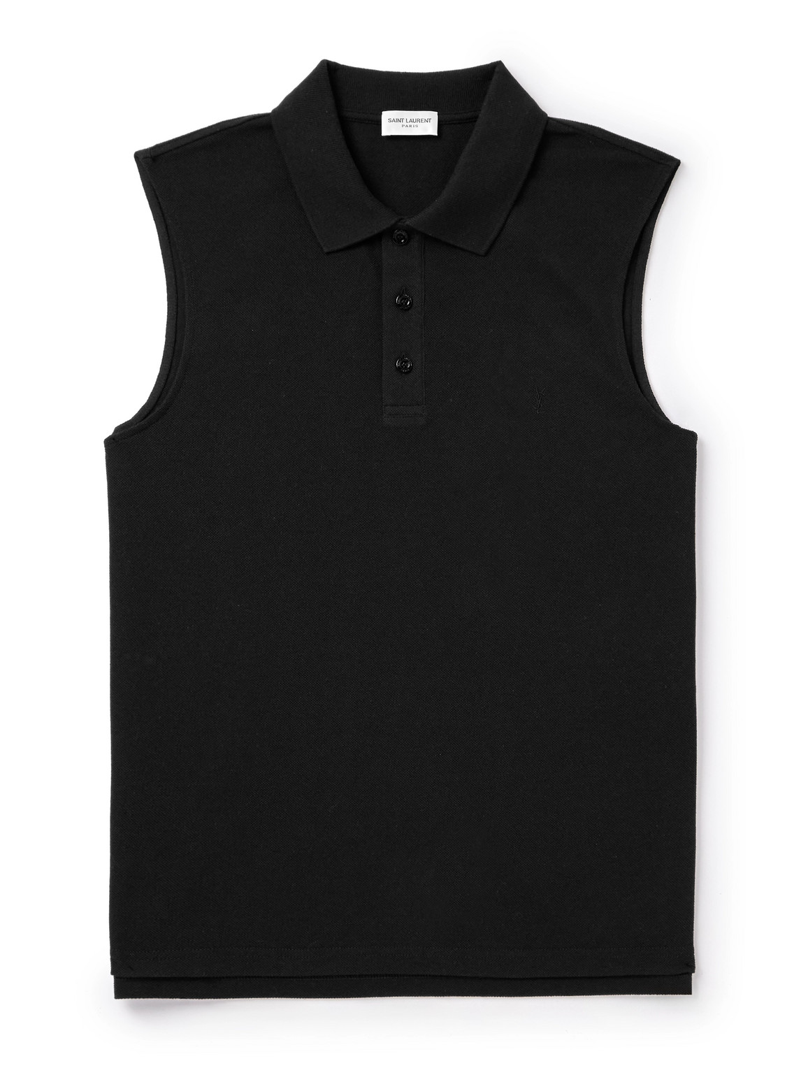 SAINT LAURENT - Sleeveless Cotton-Blend Piqué Polo Shirt - Men - Black - M von SAINT LAURENT