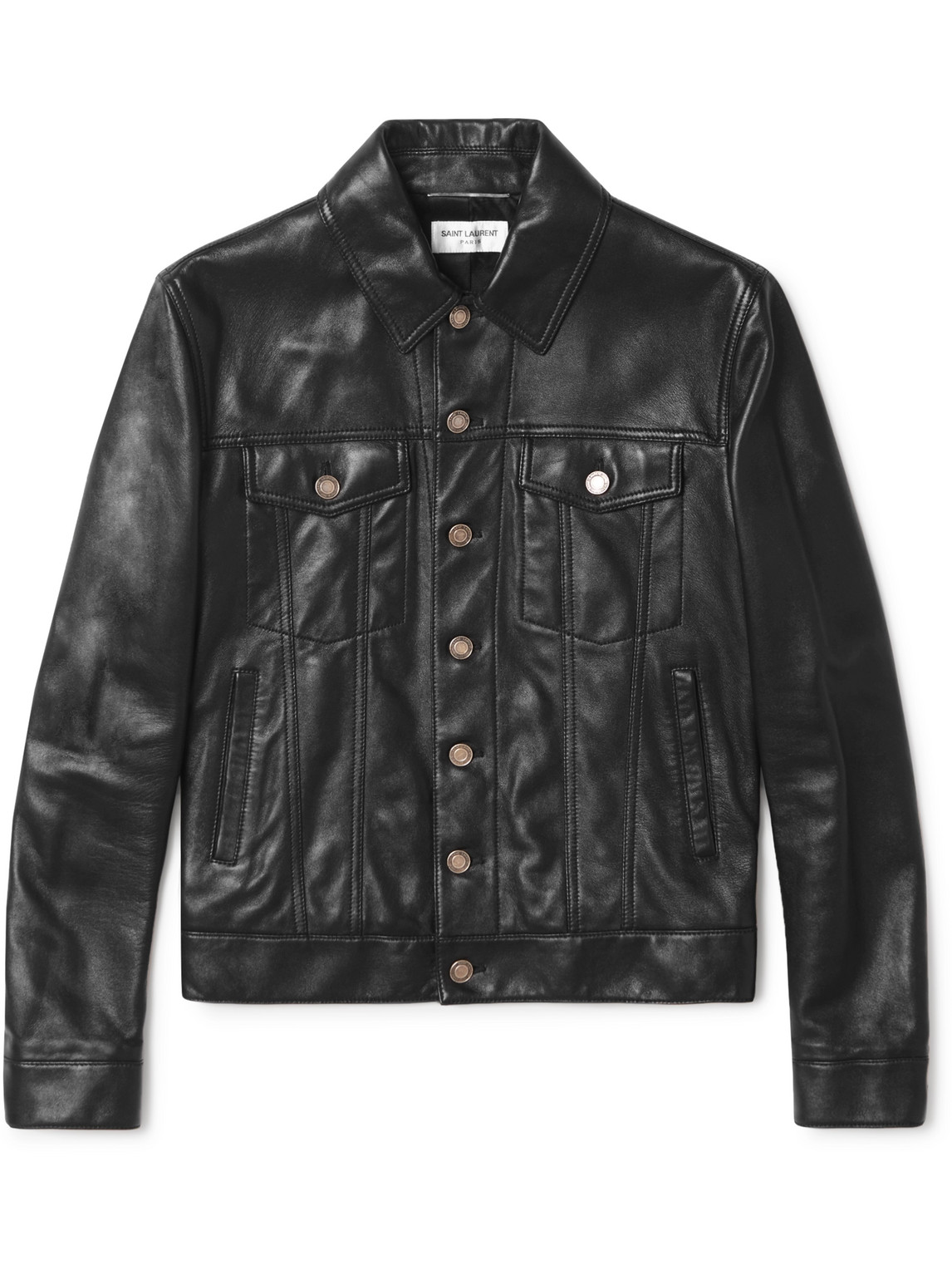 SAINT LAURENT - Slim-Fit Leather Trucker Jacket - Men - Black - IT 56 von SAINT LAURENT