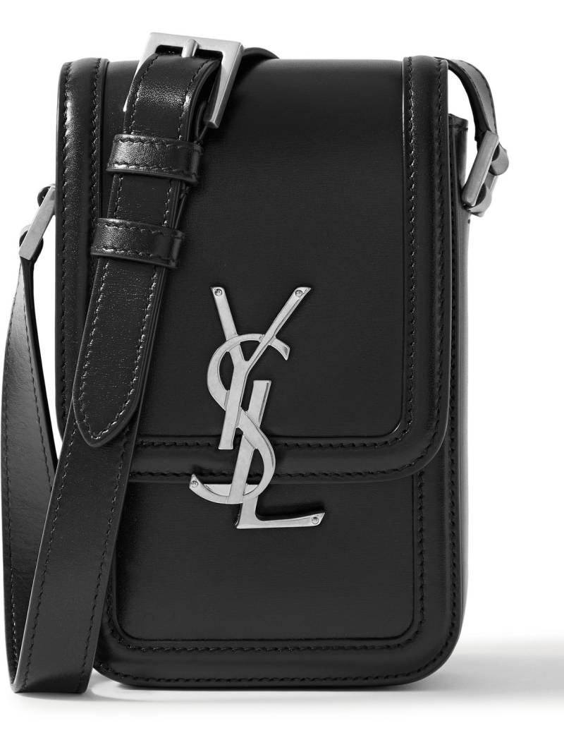 SAINT LAURENT - Solferino Mini Logo-Embellished Leather Messenger Bag - Men - Black von SAINT LAURENT