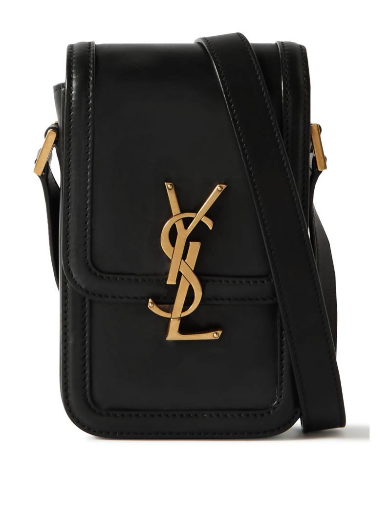 SAINT LAURENT - Solferino Mini Logo-Embellished Leather Messenger Bag - Men - Black von SAINT LAURENT