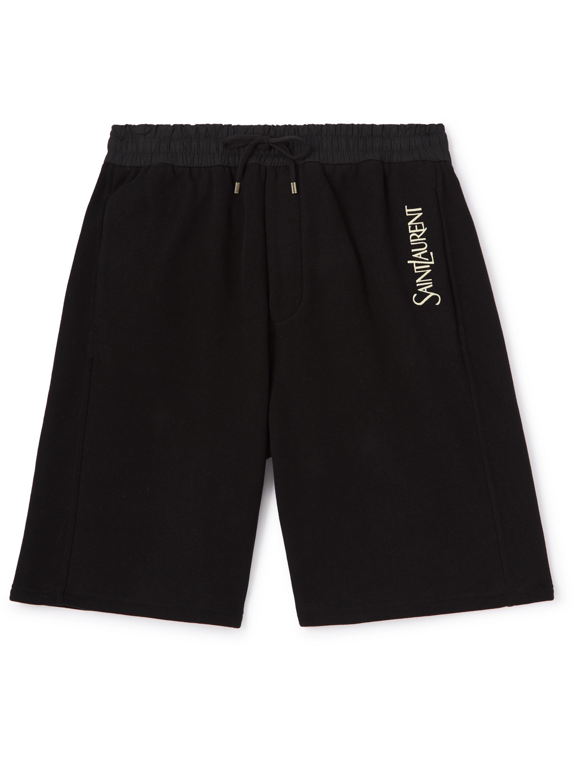 SAINT LAURENT - Straight-Leg Logo-Embroidered Cotton-Jersey Drawstring Shorts - Men - Black - XXL SAINT LAURENT - Straight-Leg Logo-Embroidered Cotton-Jersey Drawstring Shorts - Men - Black - XXL von SAINT LAURENT