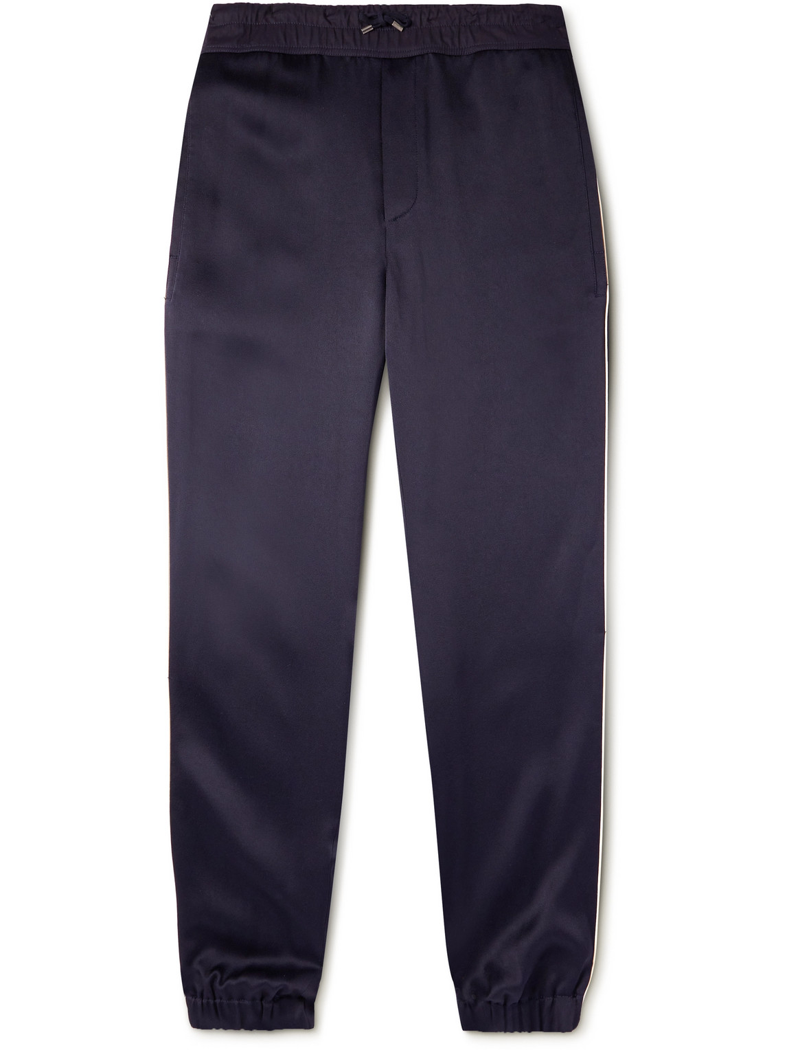 SAINT LAURENT - Straight-Leg Piped Satin-Jersey Sweatpants - Men - Blue - IT 46 von SAINT LAURENT