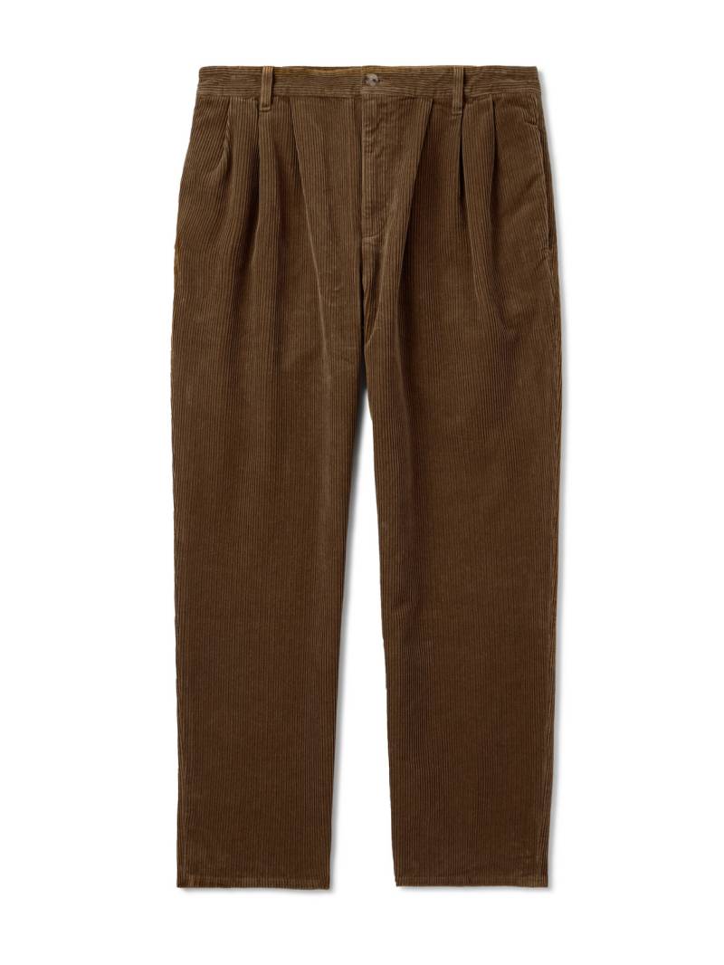 SAINT LAURENT - Straight-Leg Pleated Cotton-Corduroy Trousers - Men - Brown - UK/US 33 von SAINT LAURENT