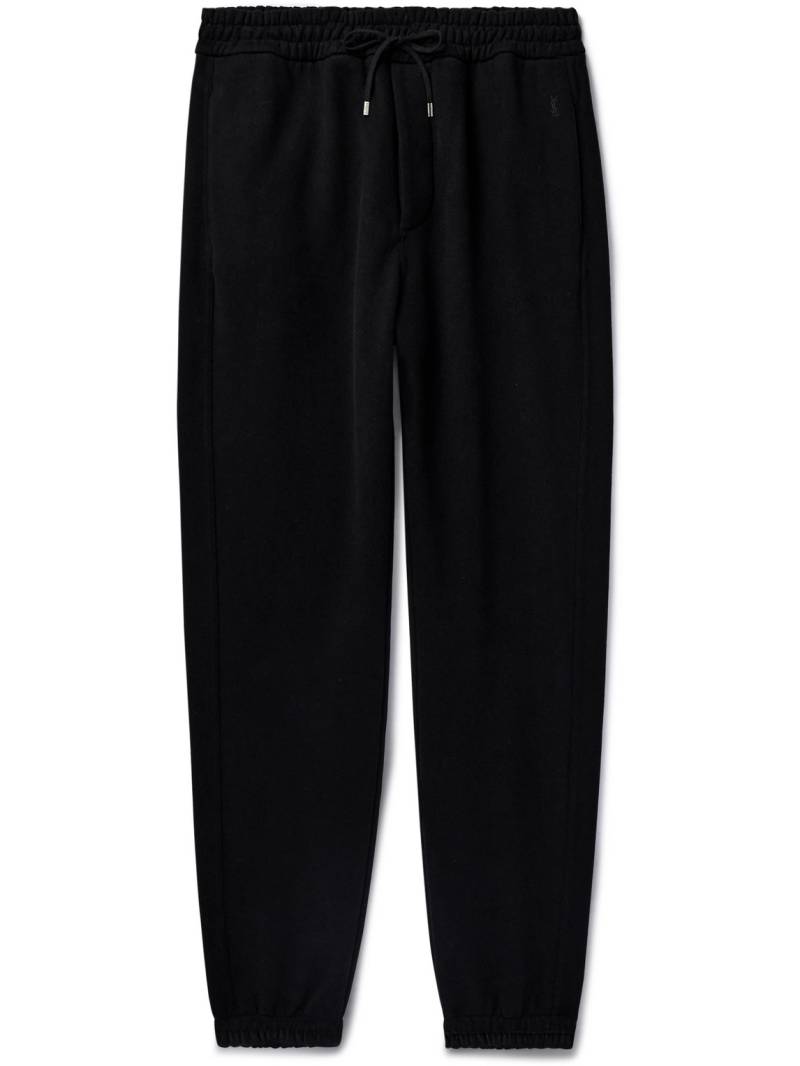 SAINT LAURENT - Tapered Logo-Embroidered Cotton-Jersey Sweatpants - Men - Black - XXL von SAINT LAURENT
