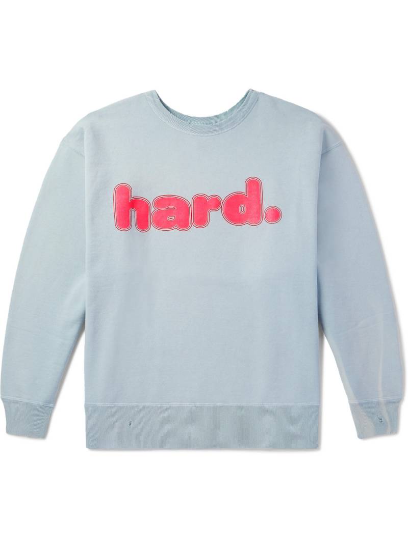 SAINT MXXXXXX - Distressed Printed Cotton-Jersey Sweatshirt - Men - Blue - M von SAINT MXXXXXX