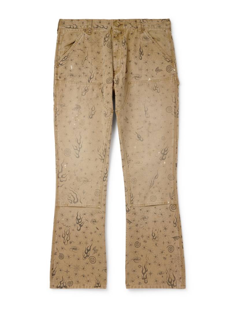SAINT MXXXXXX - Dr. Woo Bootcut Double-Knee Printed Cotton-Canvas Trousers - Men - Neutrals - XL von SAINT MXXXXXX