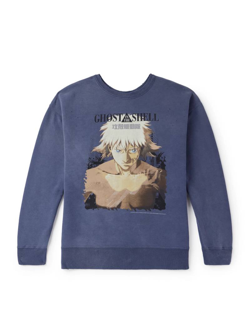 SAINT MXXXXXX - Ghost in the Shell Distressed Printed Cotton-Jersey Sweatshirt - Men - Blue - XXL von SAINT MXXXXXX