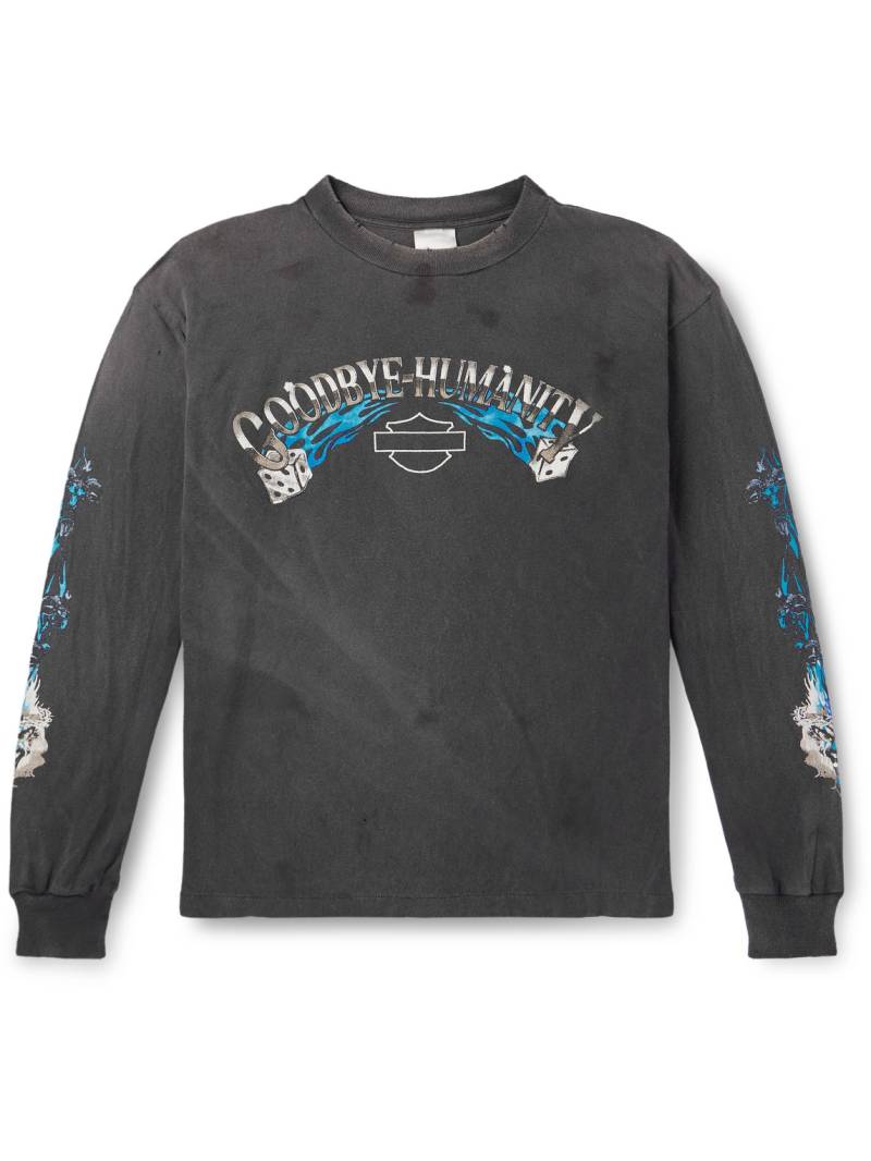 SAINT MXXXXXX - Goodbye Humanity Dice Distressed Printed Cotton-Jersey T-Shirt - Men - Gray - L von SAINT MXXXXXX