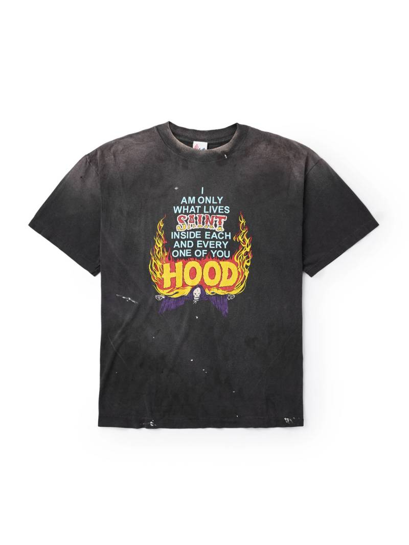 SAINT MXXXXXX - Neighborhood Distressed Paint-Splattered Printed Cotton-Jersey T-Shirt - Men - Gray - XL von SAINT MXXXXXX