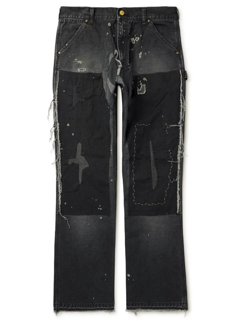 SAINT MXXXXXX - Straight-Leg Distressed Patchwork Jeans - Men - Black - XL von SAINT MXXXXXX