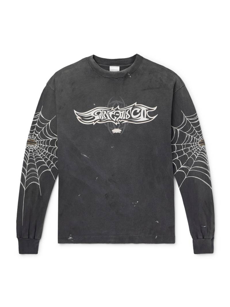 SAINT MXXXXXX - TEFLON DISCO Distressed Printed Cotton-Jersey T-Shirt - Men - Black - XXL von SAINT MXXXXXX