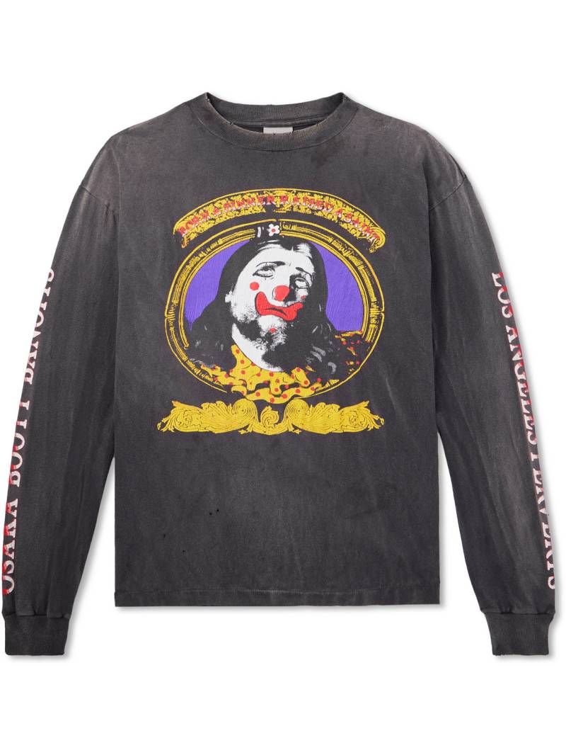 SAINT MXXXXXX - Born X Raised Clown Distressed Printed Cotton-Jersey T-Shirt - Men - Gray - XXL von SAINT MXXXXXX