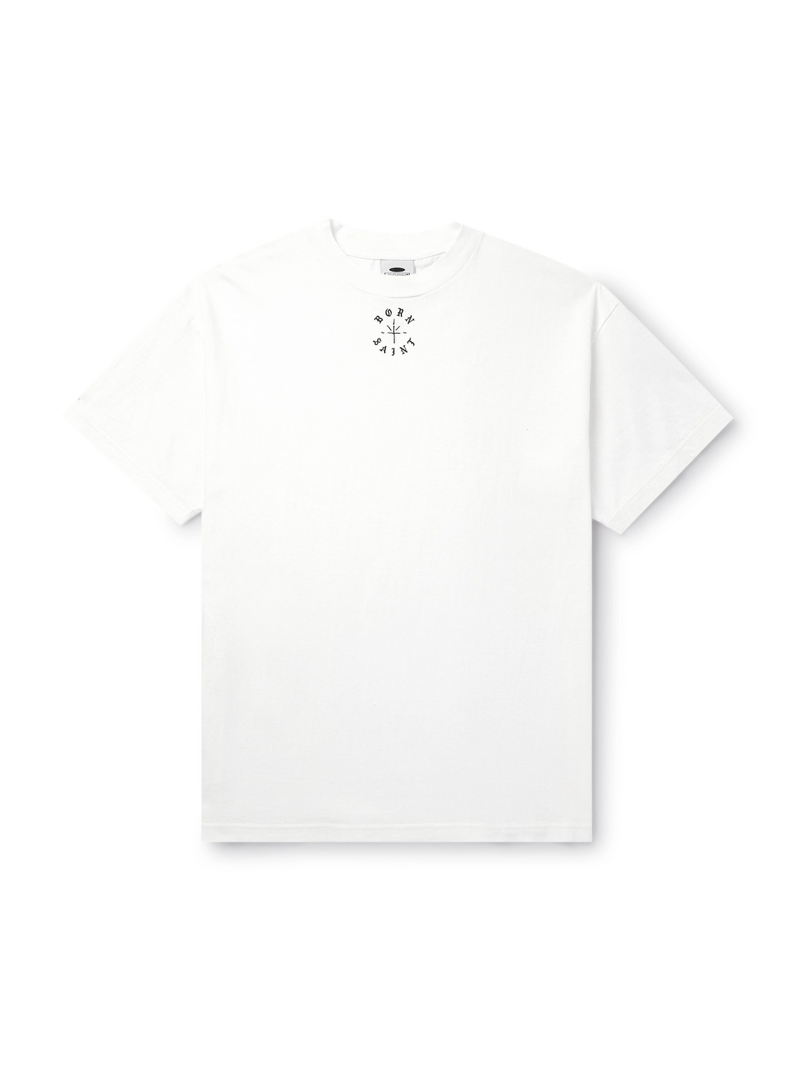 SAINT Mxxxxxx - Born X Raised Logo-Print Embroidered Cotton-Jersey T-Shirt - Men - White - L von SAINT Mxxxxxx