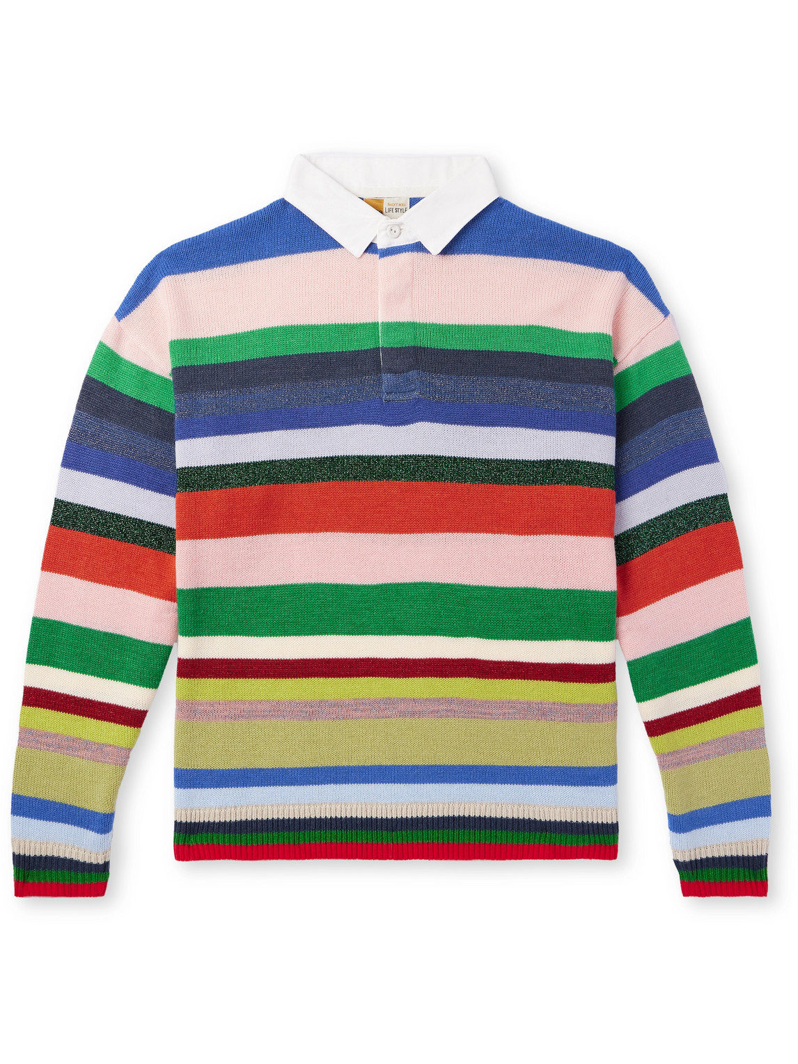 SAINT Mxxxxxx - LASTMAN Cotton Poplin-Trimmed Striped Knitted Polo Shirt - Men - Multi - L von SAINT Mxxxxxx