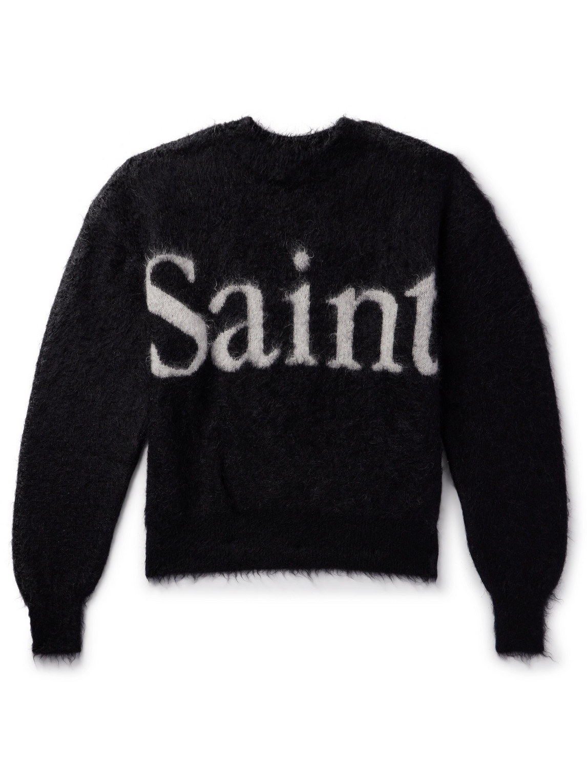 SAINT Mxxxxxx - Logo-Jacquard Brushed Mohair-Blend Sweater - Men - Black - M von SAINT Mxxxxxx