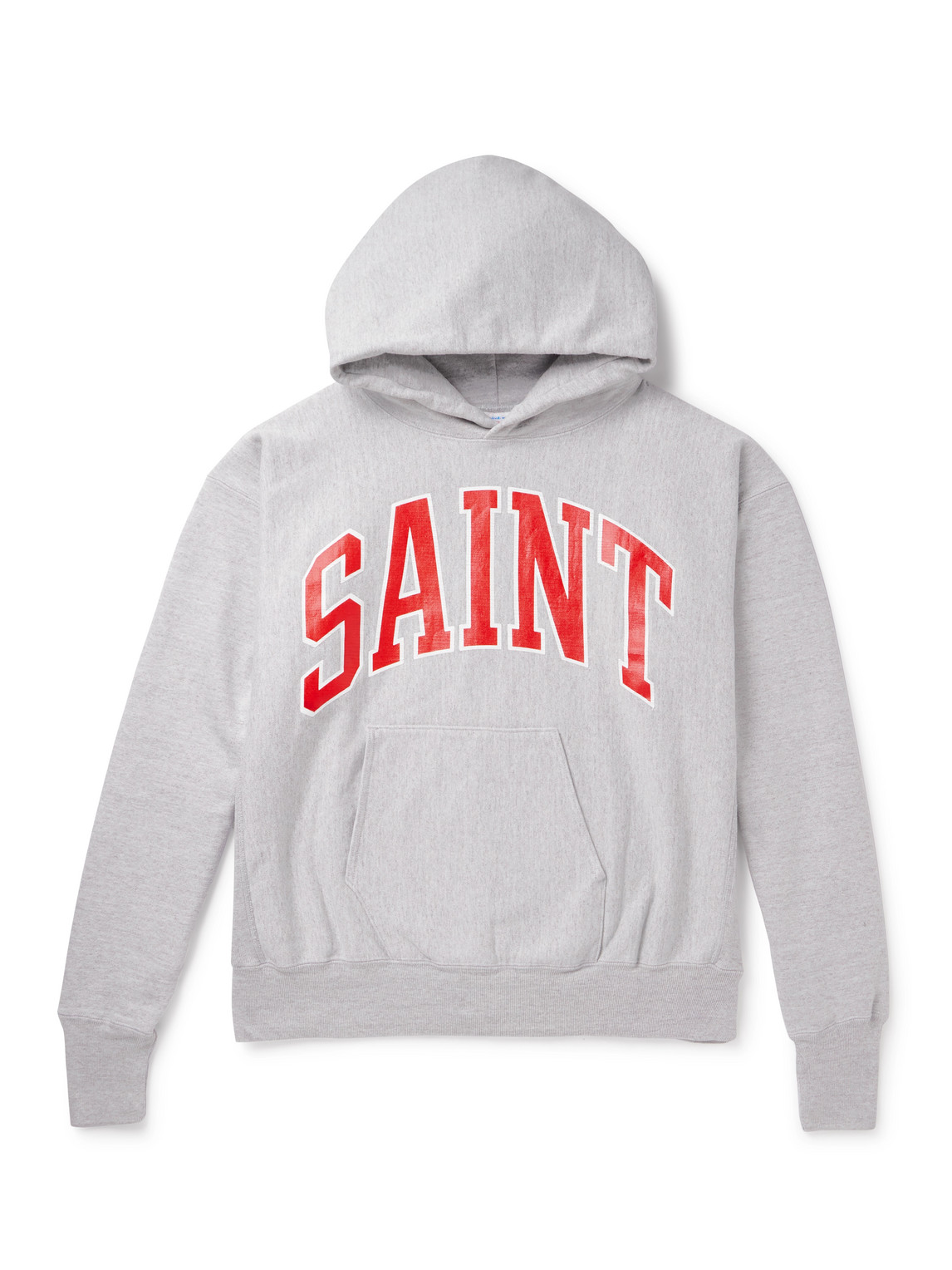 SAINT Mxxxxxx - Logo-Print Cotton-Blend Jersey Hoodie - Men - Gray - L von SAINT Mxxxxxx