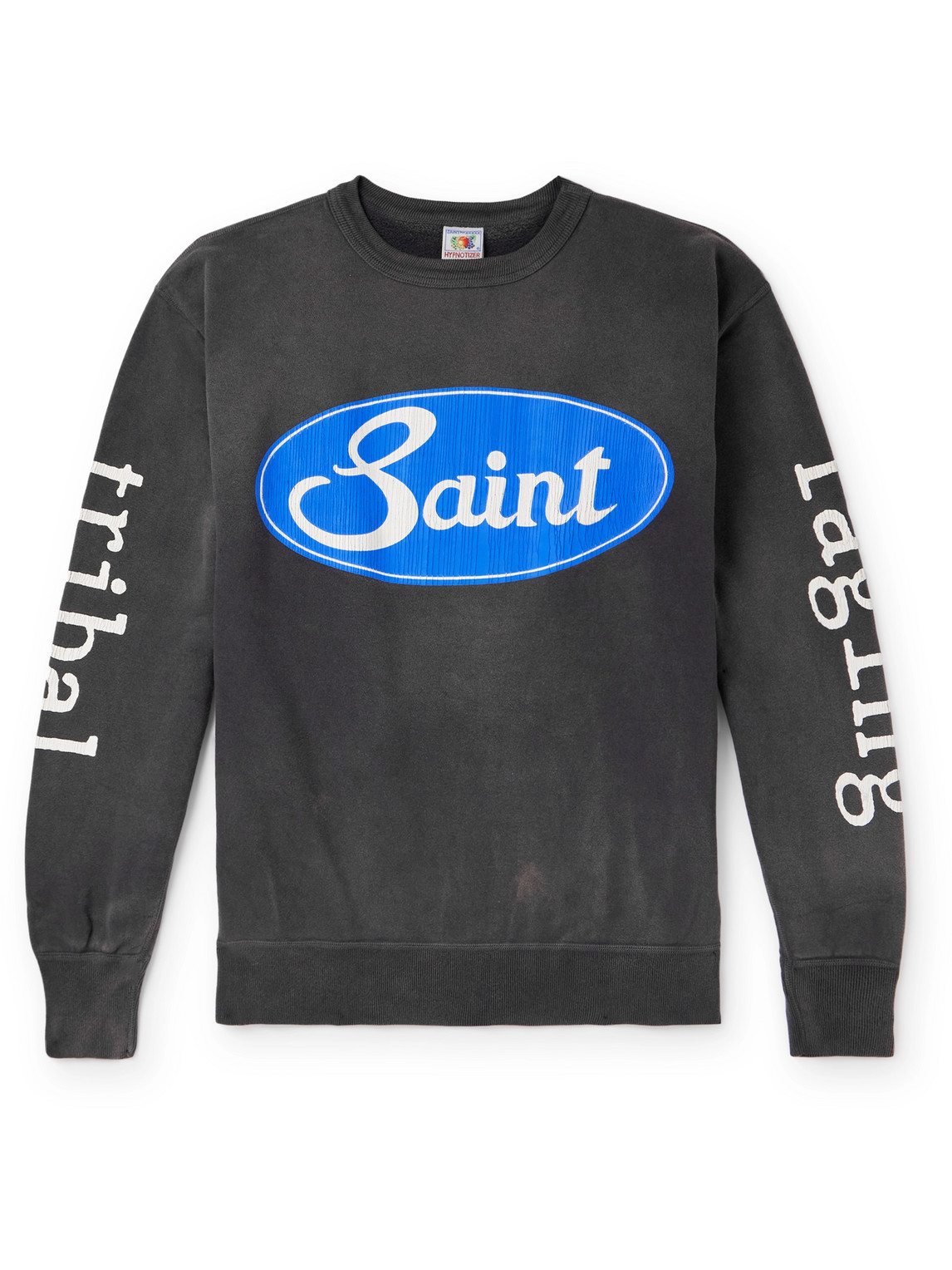 SAINT Mxxxxxx - Logo-Print Distressed Cotton-Jersey Sweatshirt - Men - Gray - M von SAINT Mxxxxxx