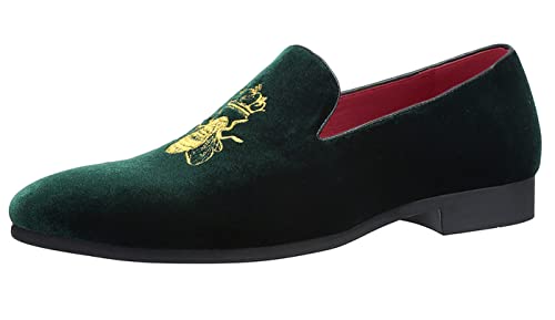 SAINTS BASE Herren Mokassin Fahrschuhe Halbschuhe Samt Bequem Flache Fahren Hausschuh Slipper Slip-on Loafer Schuhe Green 44 EU von SAINTS BASE