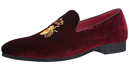 SAINTS BASE Herren Mokassin Fahrschuhe Halbschuhe Samt Bequem Flache Fahren Hausschuh Slipper Slip-on Loafer Schuhe Red 46 EU von SAINTS BASE