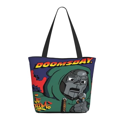 SAIOKSIT Frauen Doom Rapper MF Music Schultertasche Tüte großem Fassungsvermögen modernem Stil leichtgewichtig und haltbar ideal für Mädchen Mamas Freunde und Lehrerinnen. von SAIOKSIT