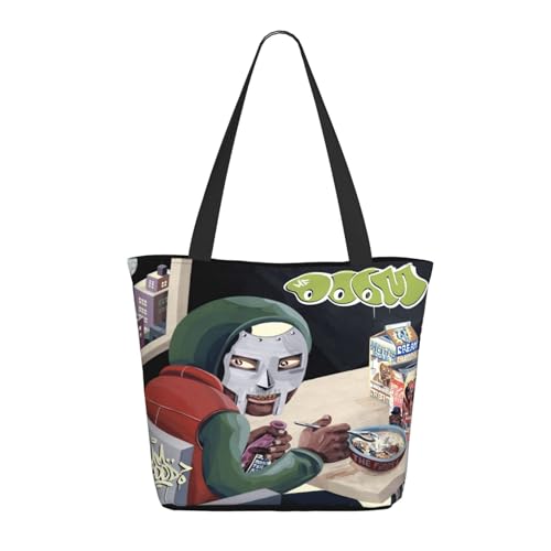 SAIOKSIT Frauen Doom Rapper MF Music Schultertasche Tüte großem Fassungsvermögen modernem Stil leichtgewichtig und haltbar ideal für Mädchen Mamas Freunde und Lehrerinnen. von SAIOKSIT