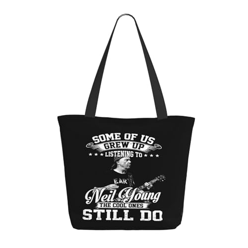 SAIOKSIT Frauen Young Rock Band Neil Crazy Horse Schultertasche Tüte großem Fassungsvermögen modernem Stil leichtgewichtig und haltbar ideal für Mädchen Mamas Freunde und Lehrerinnen. von SAIOKSIT