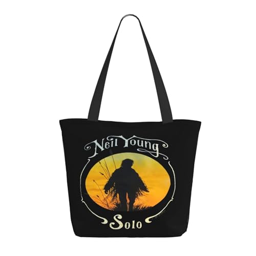 SAIOKSIT Frauen Young Rock Band Neil Crazy Horse Schultertasche Tüte großem Fassungsvermögen modernem Stil leichtgewichtig und haltbar ideal für Mädchen Mamas Freunde und Lehrerinnen. von SAIOKSIT