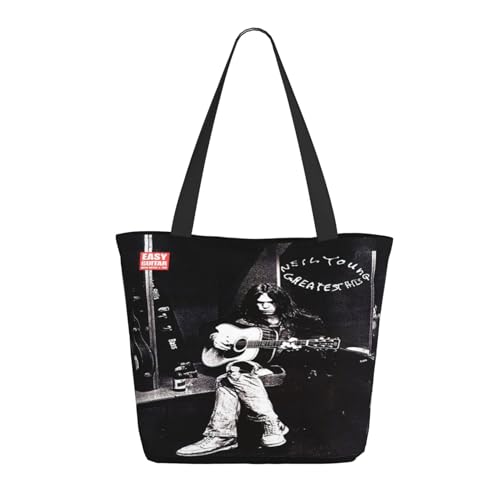SAIOKSIT Frauen Young Rock Band Neil Crazy Horse Schultertasche Tüte großem Fassungsvermögen modernem Stil leichtgewichtig und haltbar ideal für Mädchen Mamas Freunde und Lehrerinnen. von SAIOKSIT