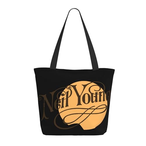 SAIOKSIT Frauen Young Rock Band Neil Crazy Horse Schultertasche Tüte großem Fassungsvermögen modernem Stil leichtgewichtig und haltbar ideal für Mädchen Mamas Freunde und Lehrerinnen. von SAIOKSIT