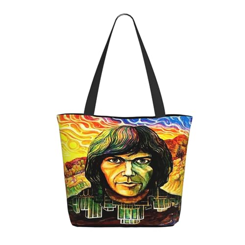SAIOKSIT Frauen Young Rock Band Neil Crazy Horse Schultertasche Tüte großem Fassungsvermögen modernem Stil leichtgewichtig und haltbar ideal für Mädchen Mamas Freunde und Lehrerinnen. von SAIOKSIT