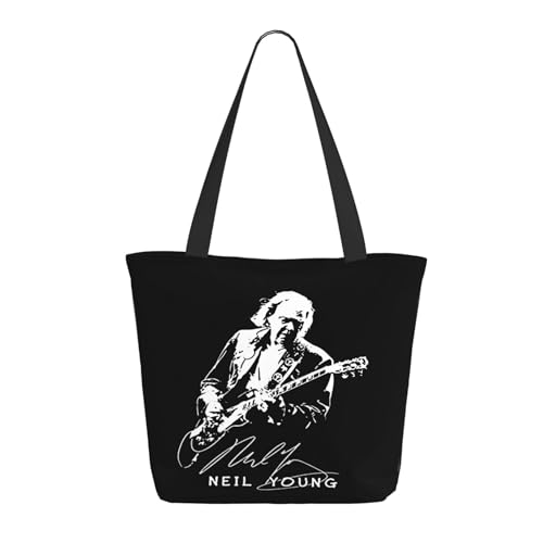 SAIOKSIT Frauen Young Rock Band Neil Crazy Horse Schultertasche Tüte großem Fassungsvermögen modernem Stil leichtgewichtig und haltbar ideal für Mädchen Mamas Freunde und Lehrerinnen. von SAIOKSIT