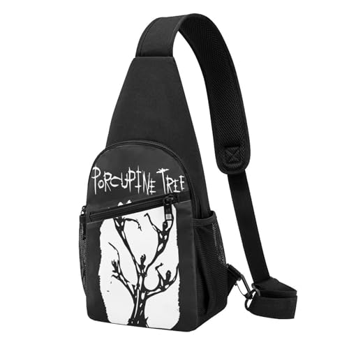 Unisex Tree Rock Band Porcupine Brusttaschen Retro-Tierprint Schultertaschen Leichte Reisebegleiter für Stadtentdeckungen & Wandertouren von SAIOKSIT