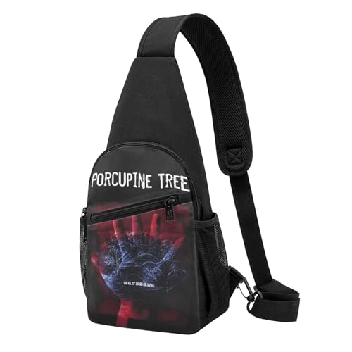 Unisex Tree Rock Band Porcupine Brusttaschen Retro-Tierprint Schultertaschen Leichte Reisebegleiter für Stadtentdeckungen & Wandertouren von SAIOKSIT