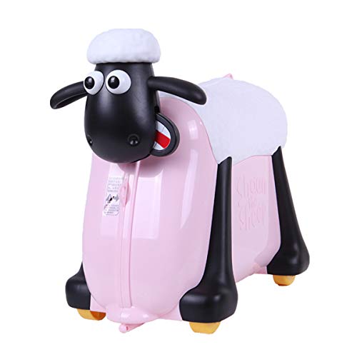 SAIPOTOYS Shaun das Schaf Rutschkoffer Kinder Reisegepäck mit Rollen Hartschalenkoffer für Kleinkind Kinder Handgepäck, Pink, Luggage Only, Kinder Fahrt auf Gepäck Koffer Reisetasche Draußen genehmigt von SAIPOTOYS