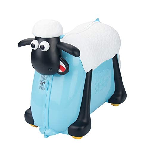 SAIPOTOYS Shaun das Schaf Aufsitzkoffer Kinder Reisegepäck mit Rollen Hartschalenkoffer für Kleinkinder Kinder Handgepäck, Blau, Luggage Only, Kindergepäck, Koffer, Reisetasche, von vielen von SAIPOTOYS