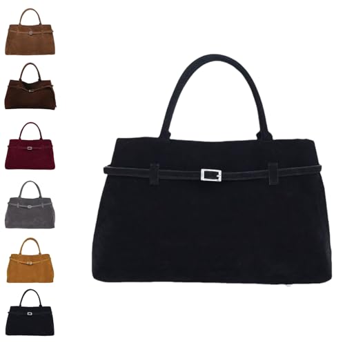 SAISAIXU Damen-Handtasche aus Wildleder mit großem Fassungsvermögen, Hobo-Tasche aus Wildleder für Damen, Achseltasche für Pendler von SAISAIXU