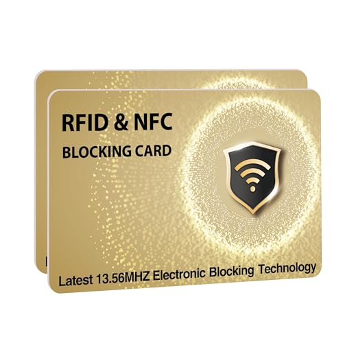 SaiTech IT RFID-blockierende Karten schützen Ihre gesamte Brieftasche, Geldbörse und Karten vor kontaktlosem NFC-Diebstahl für Damen und Herren – WG Golden, Goldfarben, 2 Pcs Golden, Rf von SAITECH IT