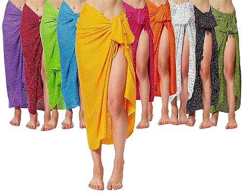 SAIVONA 10 er Set Pareo Sarong Strandtuch Damen-Wickelrock Strand-Handtuch Wickeltuch oder Handtuchkleid und Wickelkleid Damen-Handarbeit Unisex 10 er Set Sommer Pareo M1 von SAIVONA