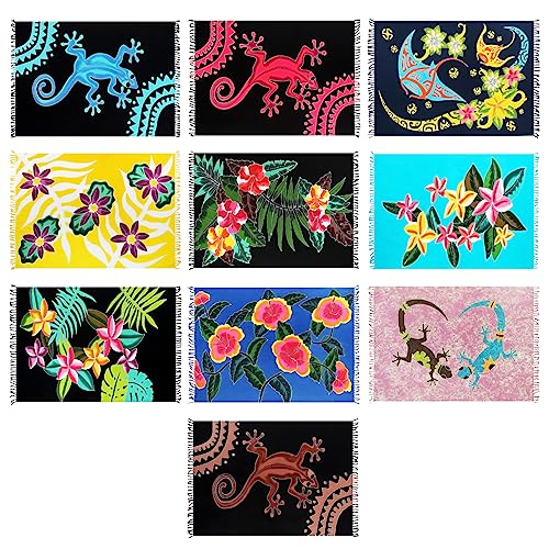 SAIVONA 10er Set Pareo Sarong Strandtuch Damen-Wickelrock Strand-Handtuch Blickdicht als Wickeltuch oder Handtuchkleid Damen-Handarbeit aus Fair Trade Kopftuch Batik 10 er Set Sommer Pareo M2 von SAIVONA