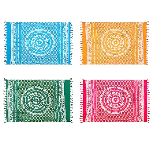 Pareo Sarong Strandtuch Damen - Wickelrock Strand - Handtuch Blickdicht als Wickeltuch oder Handtuchkleid und Wickelkleid Damen - Handarbeit aus Fair Trade Herstellung Batik 4er Set1 von SAIVONA