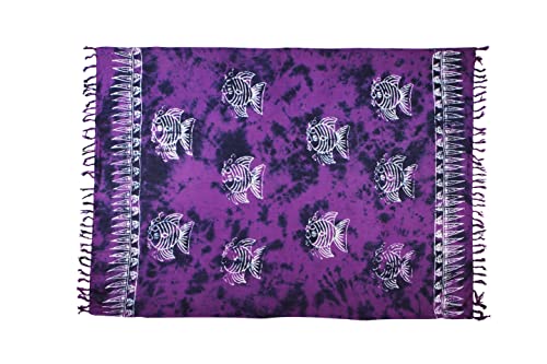 SAIVONA Pareo Sarong Strandtuch Damen - Wickelrock Strand - Handtuch Blickdicht als Wickeltuch oder Handtuchkleid und Wickelkleid Damen - Handarbeit aus Fair Trade Herstellung Batik Fisch Lila SAIVONA Pareo Sarong Strandtuch Damen - Wickelrock Strand - Handtuch Blickdicht als Wickeltuch oder Handtuchkleid und Wickelkleid Damen - Handarbeit aus Fair Trade Herstellung Batik Fisch Lila von SAIVONA