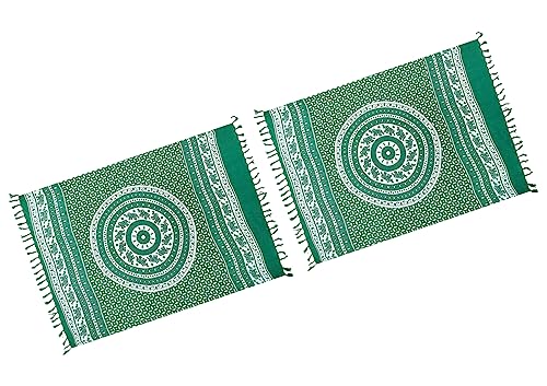 SAIVONA Pareo Sarong Strandtuch Damen - Wickelrock Strand - Handtuch Blickdicht als Wickeltuch oder Handtuchkleid und Wickelkleid Damen - Handarbeit aus Fair Trade Herstellung Batik Grün 2er Set von SAIVONA