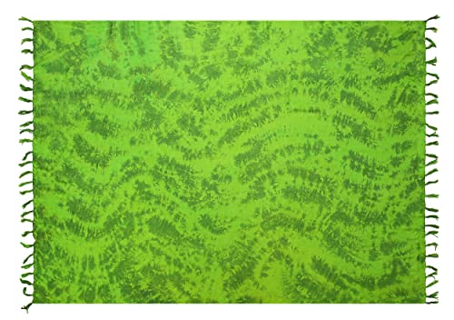 Pareo Sarong Strandtuch Damen - Wickelrock Strand - Handtuch Blickdicht als Wickeltuch oder Handtuchkleid und Wickelkleid Damen - Handarbeit aus Fair Trade Herstellung Batik Hellgrün Batik von SAIVONA