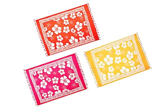 Pareo Sarong Strandtuch Damen - Wickelrock Strand - Handtuch Blickdicht als Wickeltuch oder Handtuchkleid und Wickelkleid Damen - Handarbeit aus Fair Trade Herstellung Batik 3er Set2 von SAIVONA