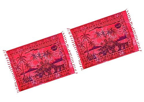 SAIVONA Pareo Sarong Strandtuch Damen - Wickelrock Strand - Handtuch Blickdicht als Wickeltuch oder Handtuchkleid und Wickelkleid Damen - Handarbeit aus Fair Trade Herstellung Batik Pink 2er Set von SAIVONA
