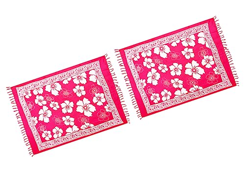 SAIVONA Pareo Sarong Strandtuch Damen - Wickelrock Strand - Handtuch Blickdicht als Wickeltuch oder Handtuchkleid und Wickelkleid Damen - Handarbeit aus Fair Trade Herstellung Batik Pink Weiß 2er Set von SAIVONA